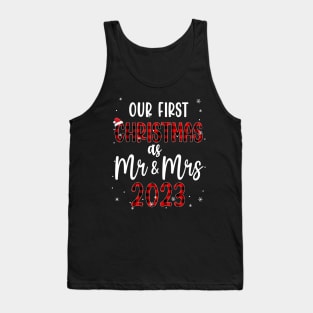 Couple Wife Husband Our First Christmas As Mr And Mrs 2023 Tank Top